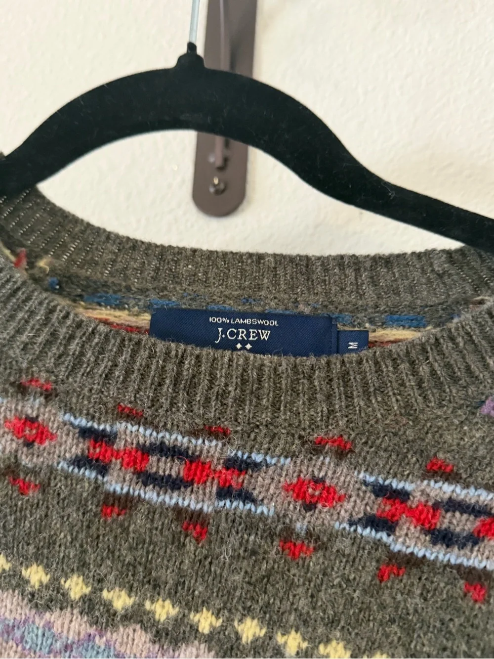 J Crew 100% Lambswool Fair Isle Sweater